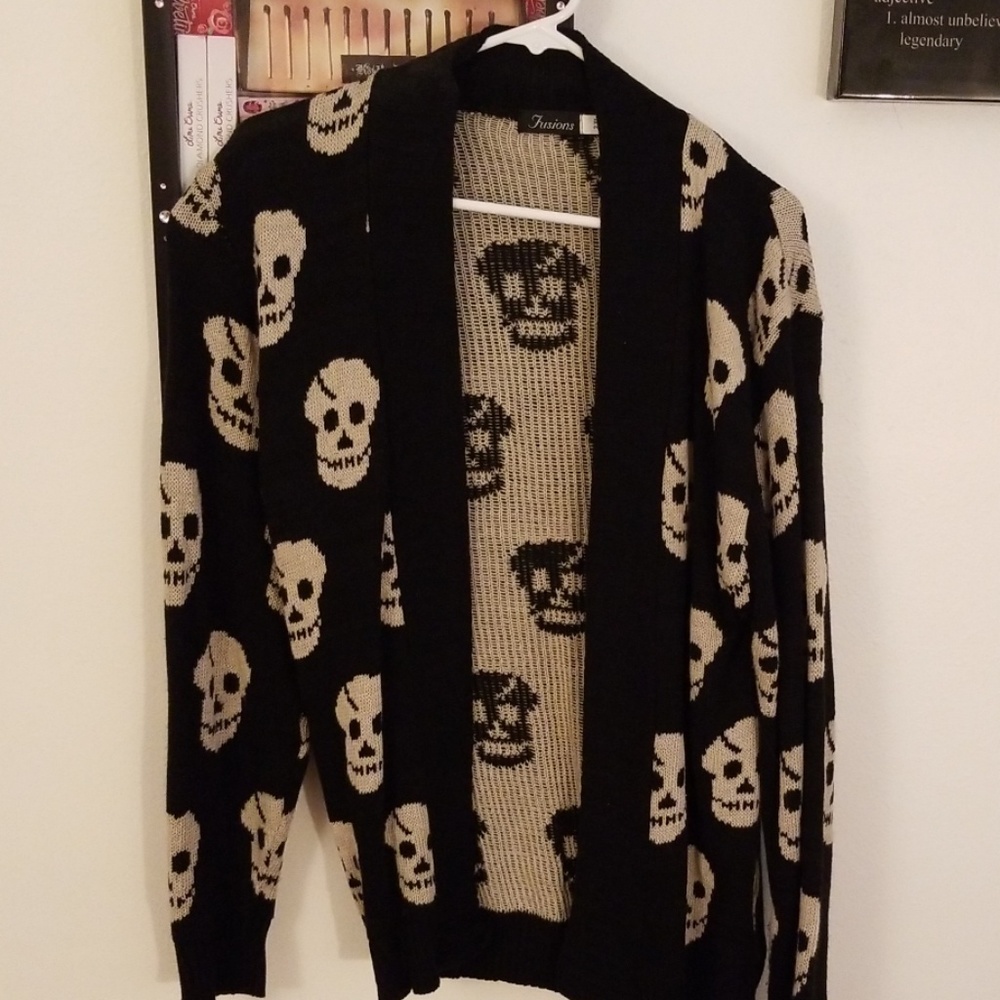 EUC skull open front cardigan